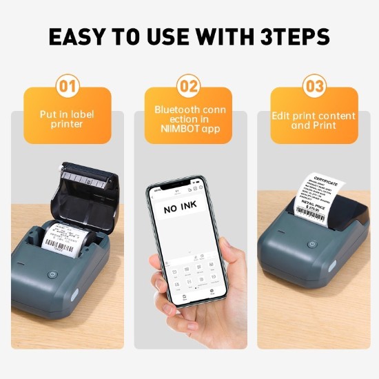 Thermal label printer, portable, B1 model, Lake Blue - NIIMBOT