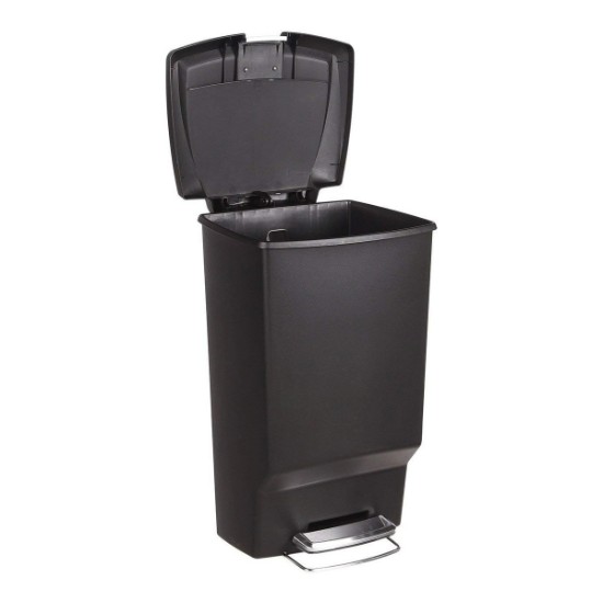 Trash can with pedal, 45 L, plastic, Black - simplehuman