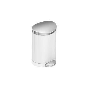 Trash can with pedal, 6 L, stainless steel, White - simplehuman