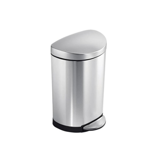 Trash can with pedal, semi-round, 10 L, stainless steel - simplehuman