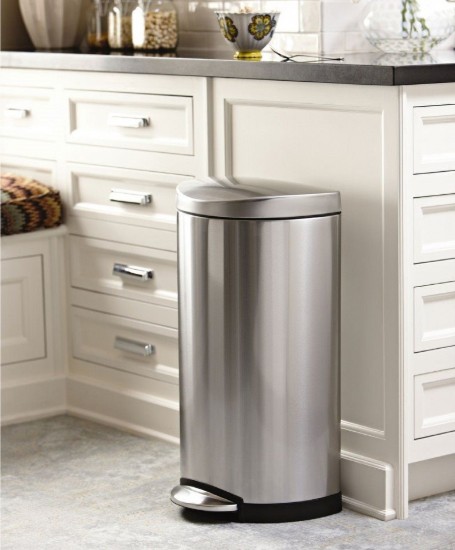 Odpadkový koš s pedálem, půlkulatý, 10L, nerez - simplehuman