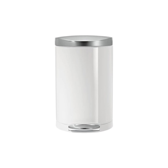 Semi-round pedal trash can, 10 L, White Steel - simplehuman