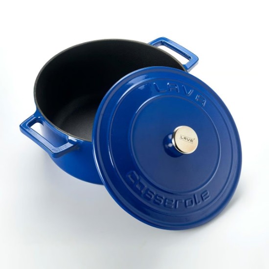 Stielkasserolle, Gusseisen, 22 cm, "Folk", blau - Marke LAVA