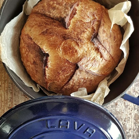 Kasserolle, støbejern, 22 cm, "Folk", blå - LAVA mærke