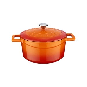 Saucepan, cast iron, 22 cm, "Folk" range, orange color - LAVA brand