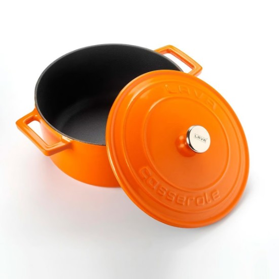Saucepan, cast iron, 22 cm, "Folk" range, orange color - LAVA brand