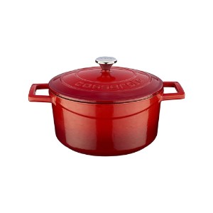Saucepan, cast iron, 22 cm / 3.4L, "Folk", red - LAVA