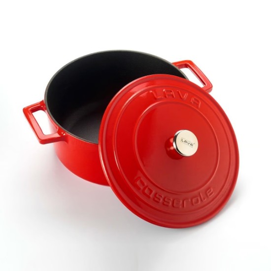 Saucepan, cast iron, 22 cm / 3.4L, "Folk", red - LAVA