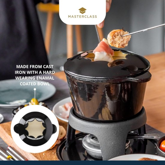 8 delers fonduesett, laget av emaljert støpejern - fra Kitchen Craft