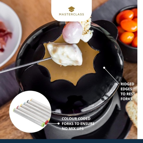 Sett fondue ta '8 biċċa, magħmul minn ħadid fondut enameled - minn Kitchen Craft