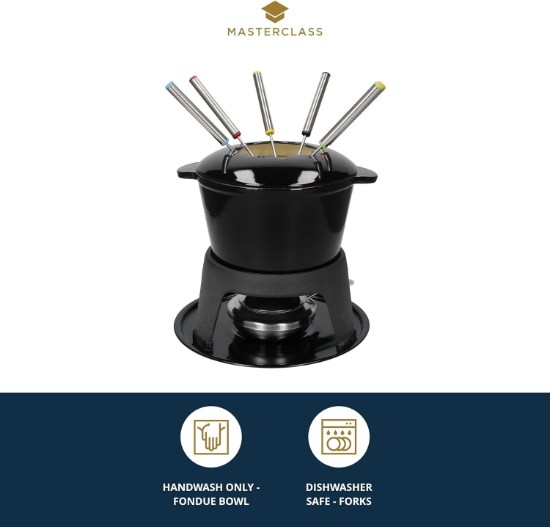 Sett fondue ta '8 biċċa, magħmul minn ħadid fondut enameled - minn Kitchen Craft