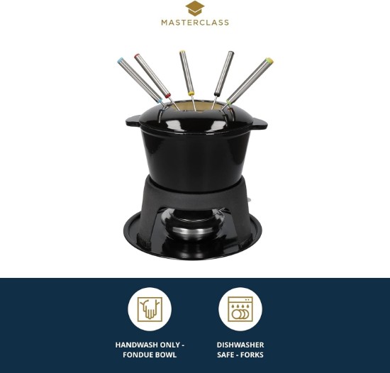 8-osaline fondüükomplekt, valmistatud emailitud malmist – firmalt Kitchen Craft