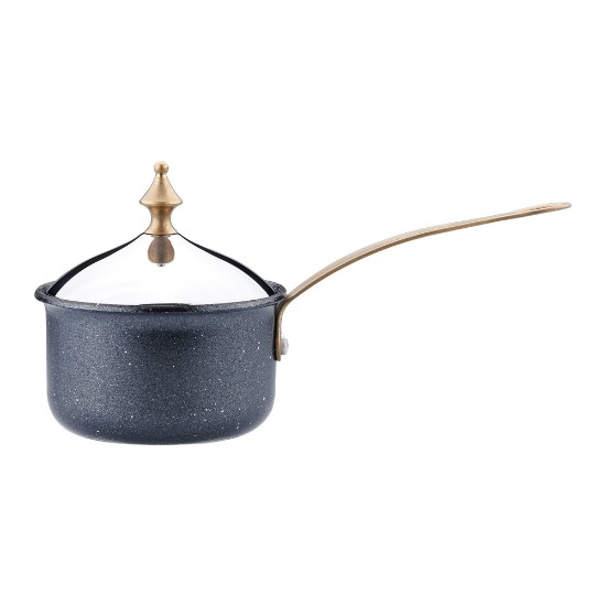 Saucepan with lid, aluminum, 9cm/0.35L, "Hanedan", Black - Korkmaz