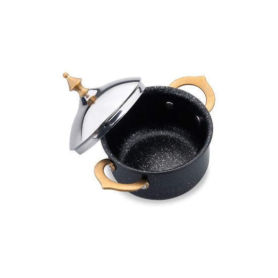 Saucepan with lid, aluminum, 10cm/0.45L, "Hanedan", Black - Korkmaz