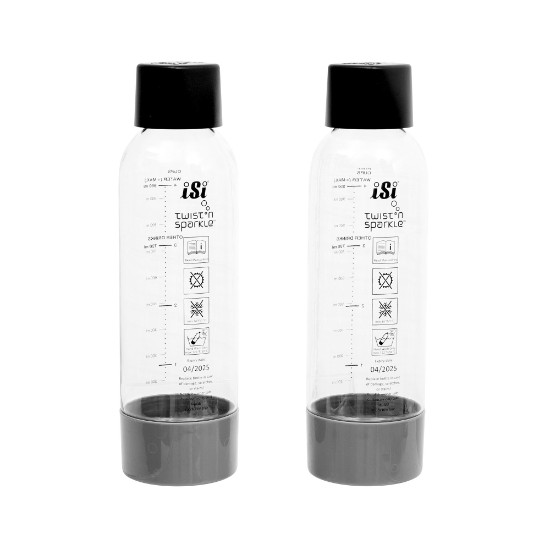 Set of 2 Twist'n Sparkle bottles, 950 ml - iSi brand