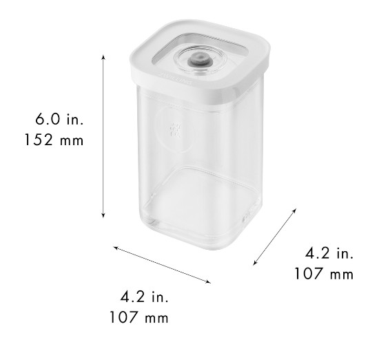 Kvadrātveida pārtikas trauks, plastmasa, 10,7 x 10,7 x 15,2 cm, 0,82L, 'Cube' - Zwilling
