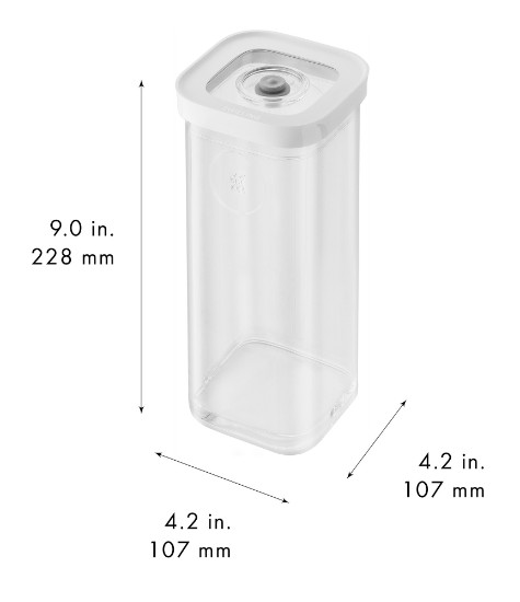 Kvadratinė maisto talpa, plastikinė, 10,7 x 10,7 x 22,8 cm, 1,3 l, 'Cube' - Zwilling
