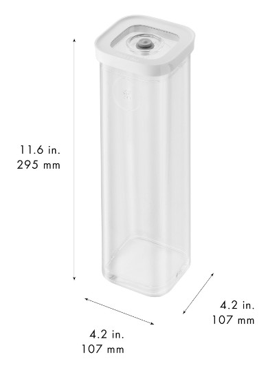 Τετράγωνο δοχείο αποθήκευσης τροφίμων, πλαστικό, 10,7 × 10,7 × 29,5 cm, 1,7L, "Cube" - Zwilling