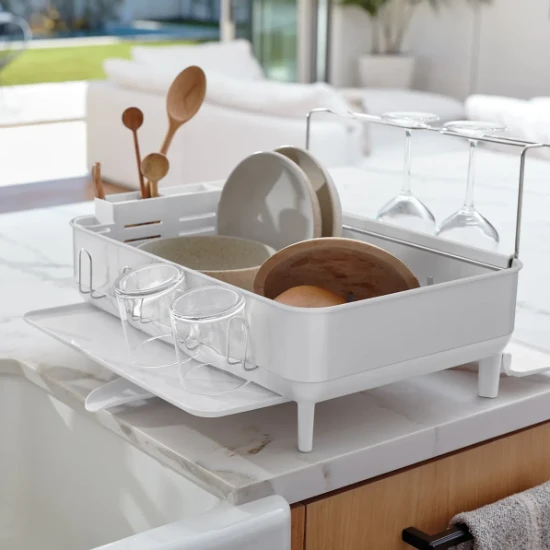 Полка для посуды, нержавеющая сталь, 56,6 × 51,4 × 29,2 см, белая - simplehuman