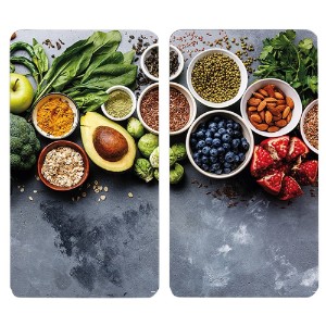 2 stiklinių pjaustymo lentelių rinkinys, 50 x 28,5 cm, 0,4 cm storio, "Healthy Kitchen" - Kesper