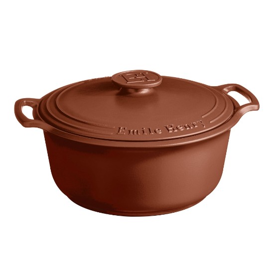 Borma tat-tisjir Cocotte, taċ-ċeramika, 33 cm / 6.5L, "Sublime", Sienna - Emile Henry