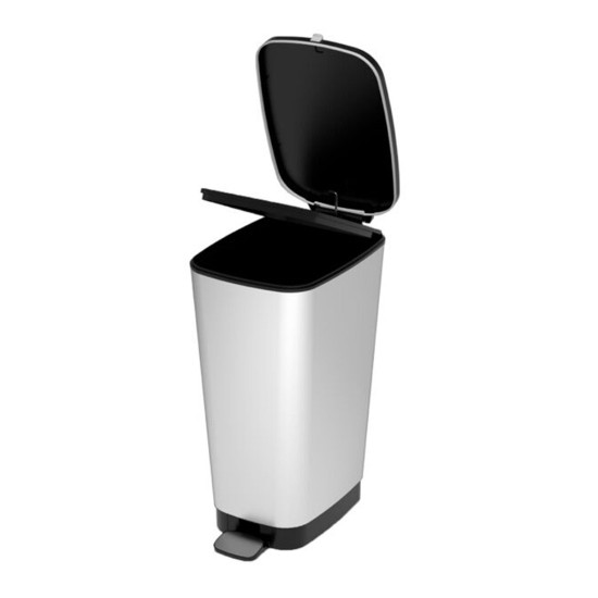 "Chic" trash bin provided with pedal, 50 L, Metallic Gray - Curver