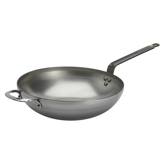 Ronde wok met handgrepen, staal, 32 cm, "Mineral B" - de Buyer
