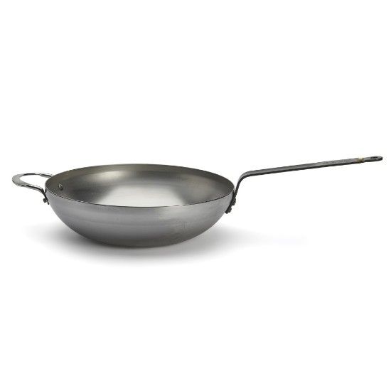 Round wok with handles, steel, 32 cm, "Mineral B" - de Buyer