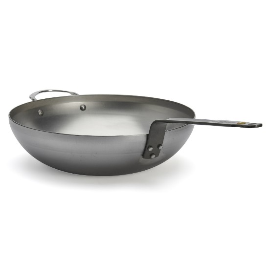 Ronde wok met handgrepen, staal, 32 cm, "Mineral B" - de Buyer