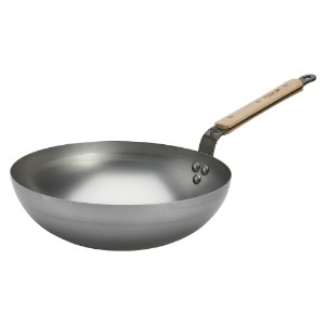 Round wok pan, steel, 28 cm, "Mineral B Bois" - de Buyer