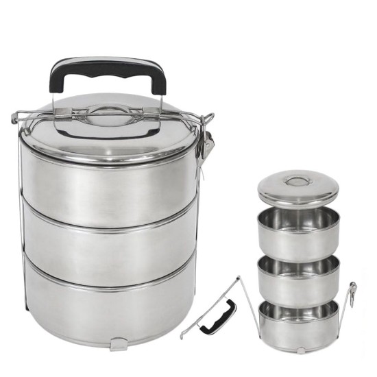 Set of 3 lunch containers, stainless steel, 14 cm - Privilege
