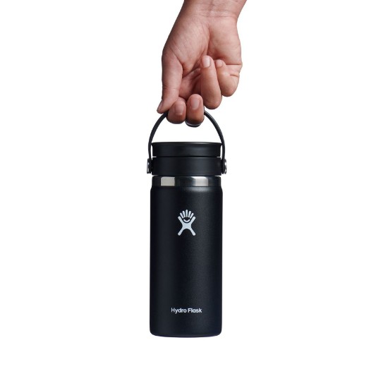 Thermal-insulating bottle, stainless steel, 470ml, "Wide Sip", Black - Hydro Flask