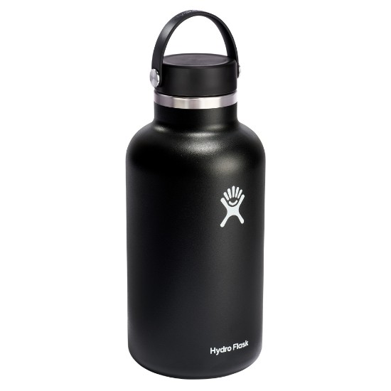 Varmeisolerende flaske, rustfritt stål, 1,9L, "Wide Mouth", Black - Hydro Flask