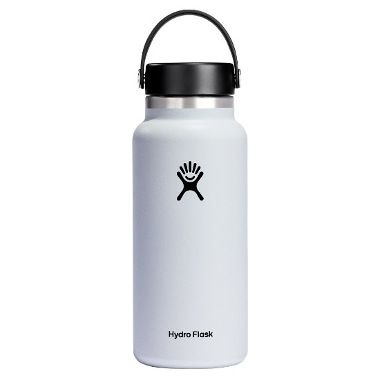 Бутылка термоизоляционная, нержавеющая сталь, 950мл, "Wide Mouth", White - Hydro Flask