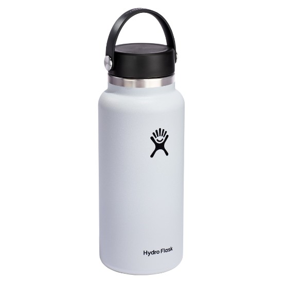 Värmeisolerande flaska, rostfritt stål, 950ml, "Wide Mouth", White - Hydro Flask