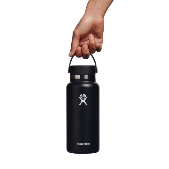 Lämpöä eristävä pullo, ruostumaton teräs, 950ml, "Wide Mouth", Black - Hydro Flask