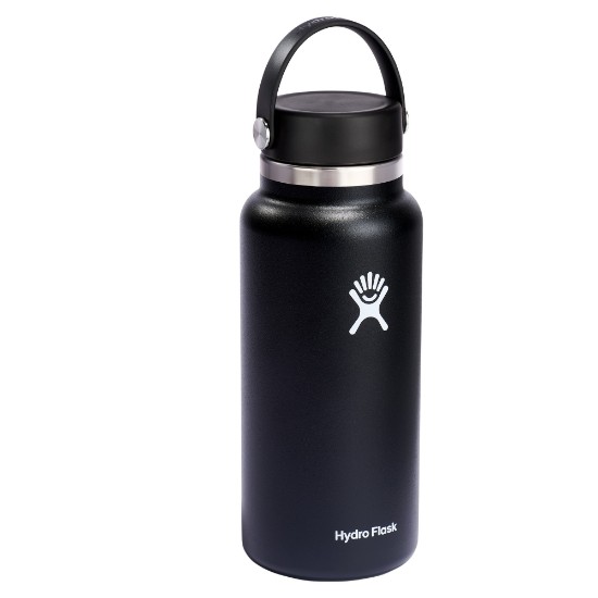 Värmeisolerande flaska, rostfritt stål, 950ml, "Wide Mouth", Black - Hydro Flask