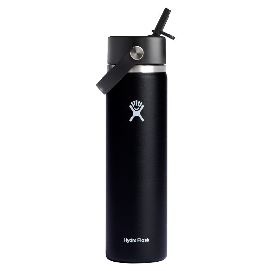 Värmeisolerande flaska, rostfritt stål, 710ml, "Wide Straw", Black - Hydro Flask
