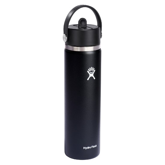 Термоизолираща бутилка, неръждаема стомана, 710 мл, "Wide Straw", Black - Hydro Flask