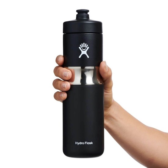 Спортивная термоизоляционная бутылка, нержавеющая сталь, 590мл, "Wide Mouth", Black - Hydro Flask