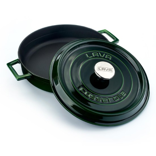 Cast iron casserole dish,  28cm/3.5L, "Premium Majolica", Green - LAVA
