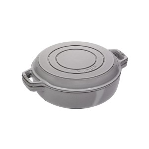 Braiser casserole dish with grill lid, cast iron, 26cm/3.3L, Graphite Grey - Staub
