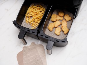 4er Set Antihaft-Schutzfolien für Doppelfritteuse „AirFryer“, Fiberglas - NoStik