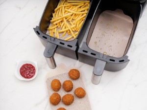 4er Set Antihaft-Schutzfolien für Doppelfritteuse „AirFryer“, Fiberglas - NoStik