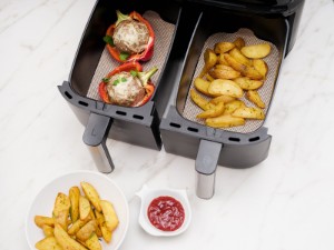 4er Set Antihaft-Schutzfolien für Doppelfritteuse „AirFryer“, Fiberglas - NoStik