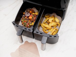 4er Set Antihaft-Schutzfolien für Doppelfritteuse „AirFryer“, Fiberglas - NoStik