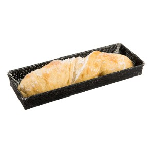 Perforated tray for baking baguettes, fibreglass, 30 × 8 × 3 cm - NoStik