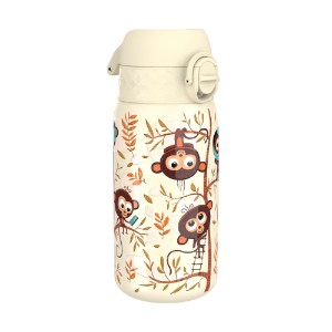 Wasserflasche für Kinder, Edelstahl, 400 ml, Monkeys - Ion8