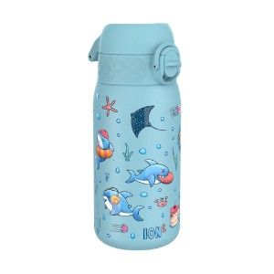 Wasserflasche für Kinder, Edelstahl, 400 ml, Sharks - Ion8