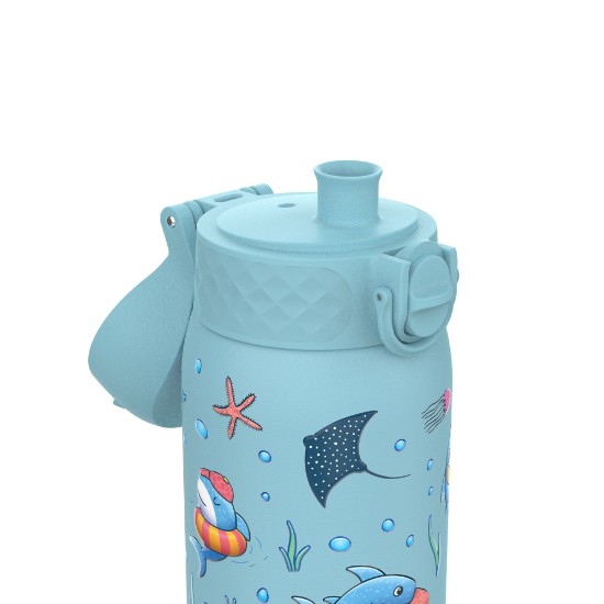Fľaša na vodu pre deti, nehrdzavejúca oceľ, 400 ml, Sharks - Ion8